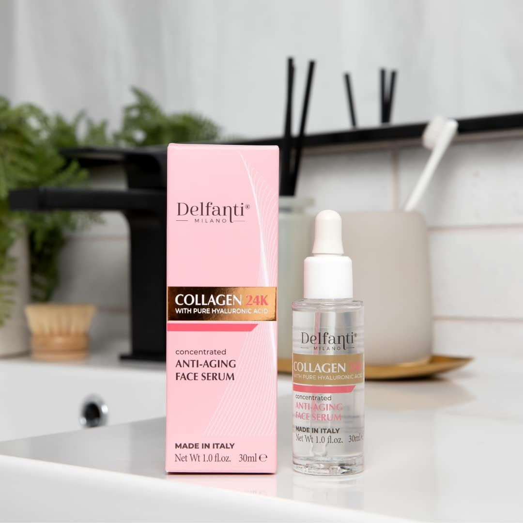 Delfanti Milano • COLLAGEN 24K with pure HYALURONIC Acid • Concentrated Anti-Aging Face Serum • Made in Italy