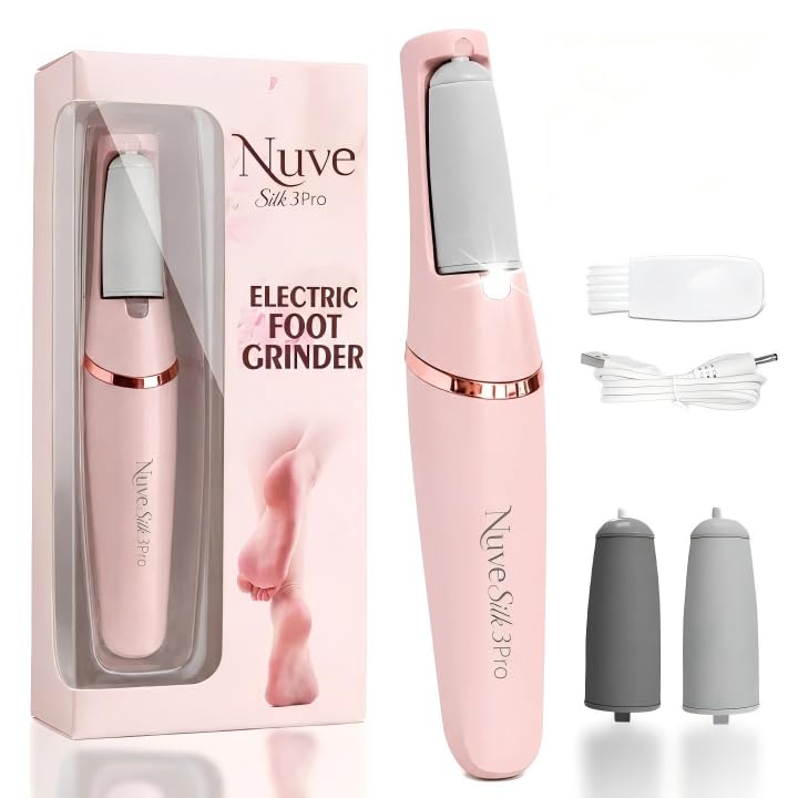 Nuve Silk 3 Pro Callus Remover for Feet, 2-Speed Electric Foot File, Pink Beauty and Personal Care Nuve Silk 3 Pro Default Title