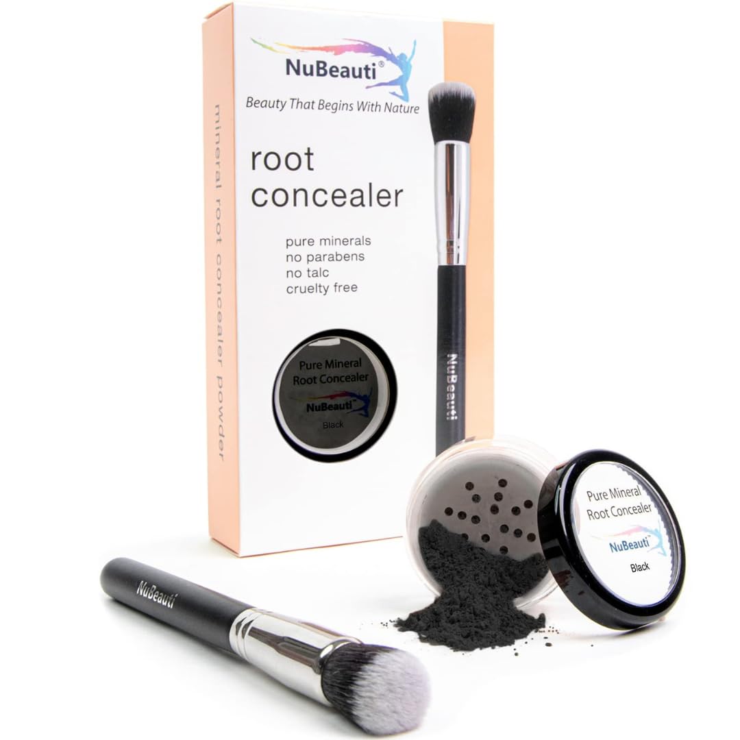 NuBeauti Hair Root Touch Up Powder - Black - Root Cover Up & Hairline Concealer - Longer-Lasting Power - 11 True-to-Nature Shades - Zero Fragrance