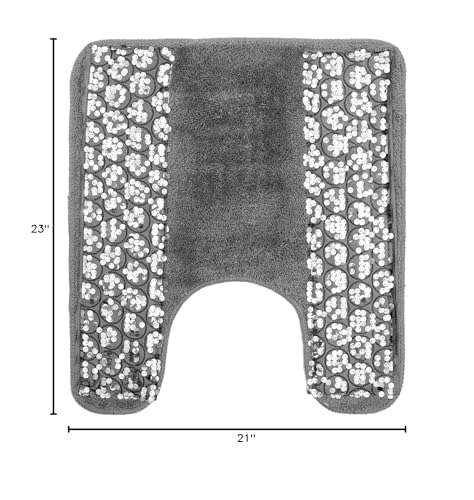 Zahari Home Sinatra Bath Rug Contour Contemporary Decorative Beautiful Design Size 24" x 21", Silver