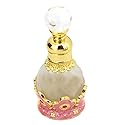 Suoirblss 0.5oz Retro Metal and Glass Perfume Bottle Refillable Empty Aromatherapy Essential Oil Bottle