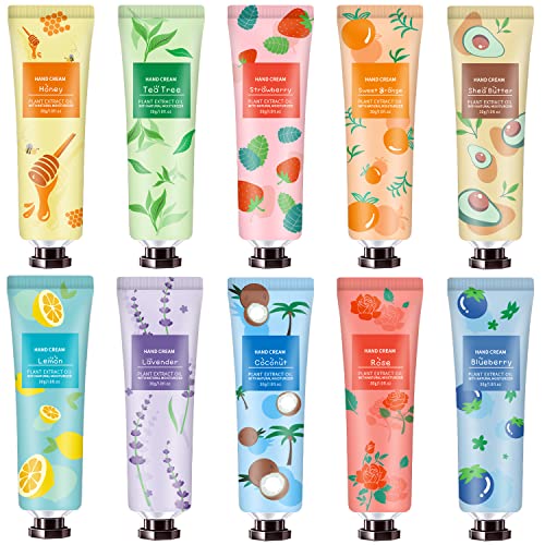 10 Pack Hand Cream for Dry Cracked Hands, Stocking Stuffers for Teen Girls,Christmas Gifts for Women,Teacher Appreciation Gifts, Natural Plant