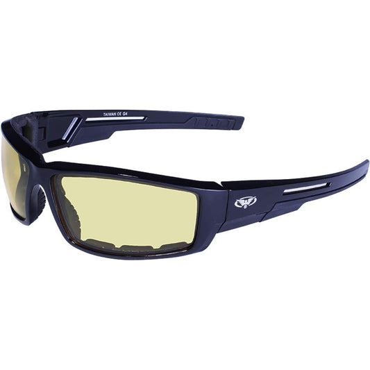 Global Vision Sly 24 Auto-Darkening Photochromic Motorcycle Sunglasses with Black Frames and Yellow-to-Smoke Color Changing Lenses UV400