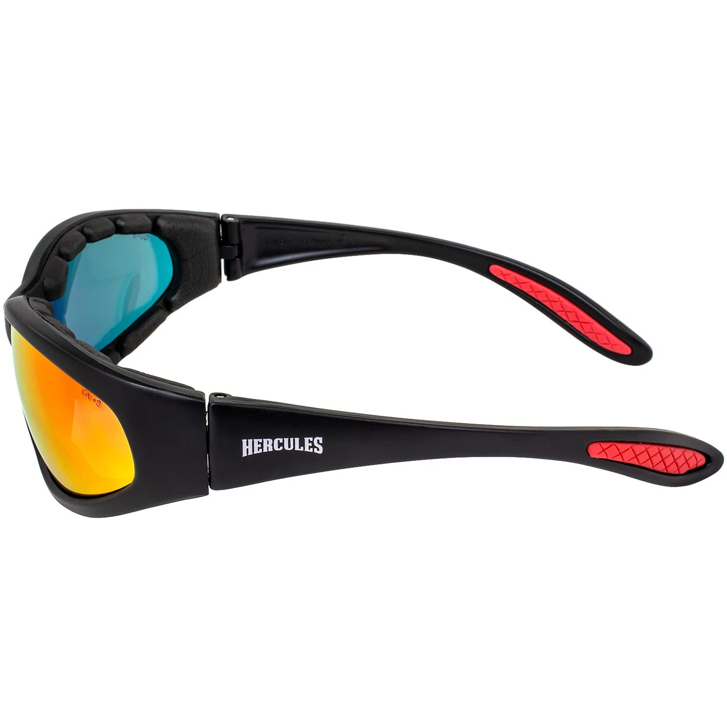 Global Vision Hercules Plus Safety Sunglasses 2 Pair Black Frames G Tech Red + Blue Mirror Lenses Lenses
