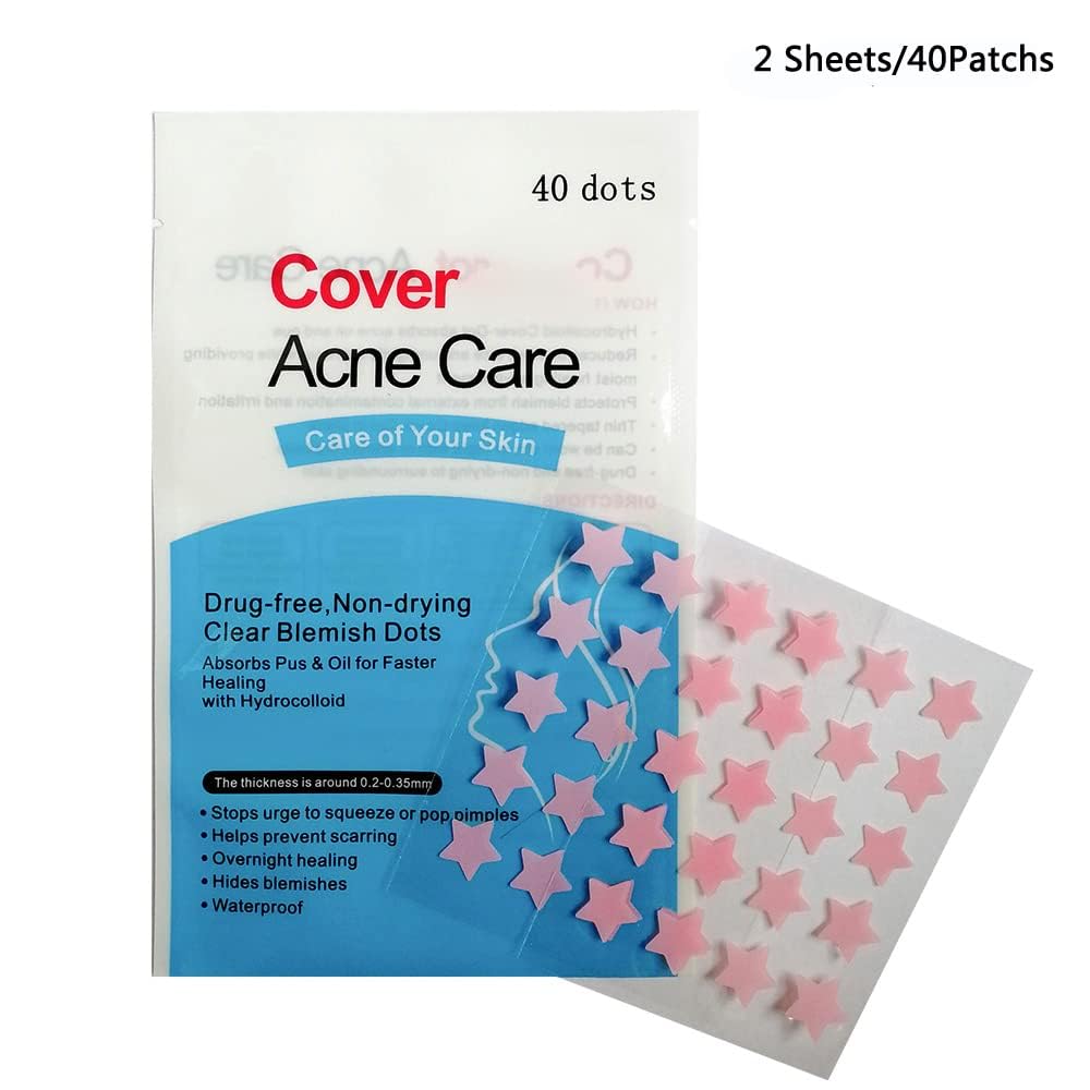 AGRCARE Acne Pimple Patch, Hydrocolloid Absorbing Patch Clear Acne Stickers (2 Sheets/40Patchs)