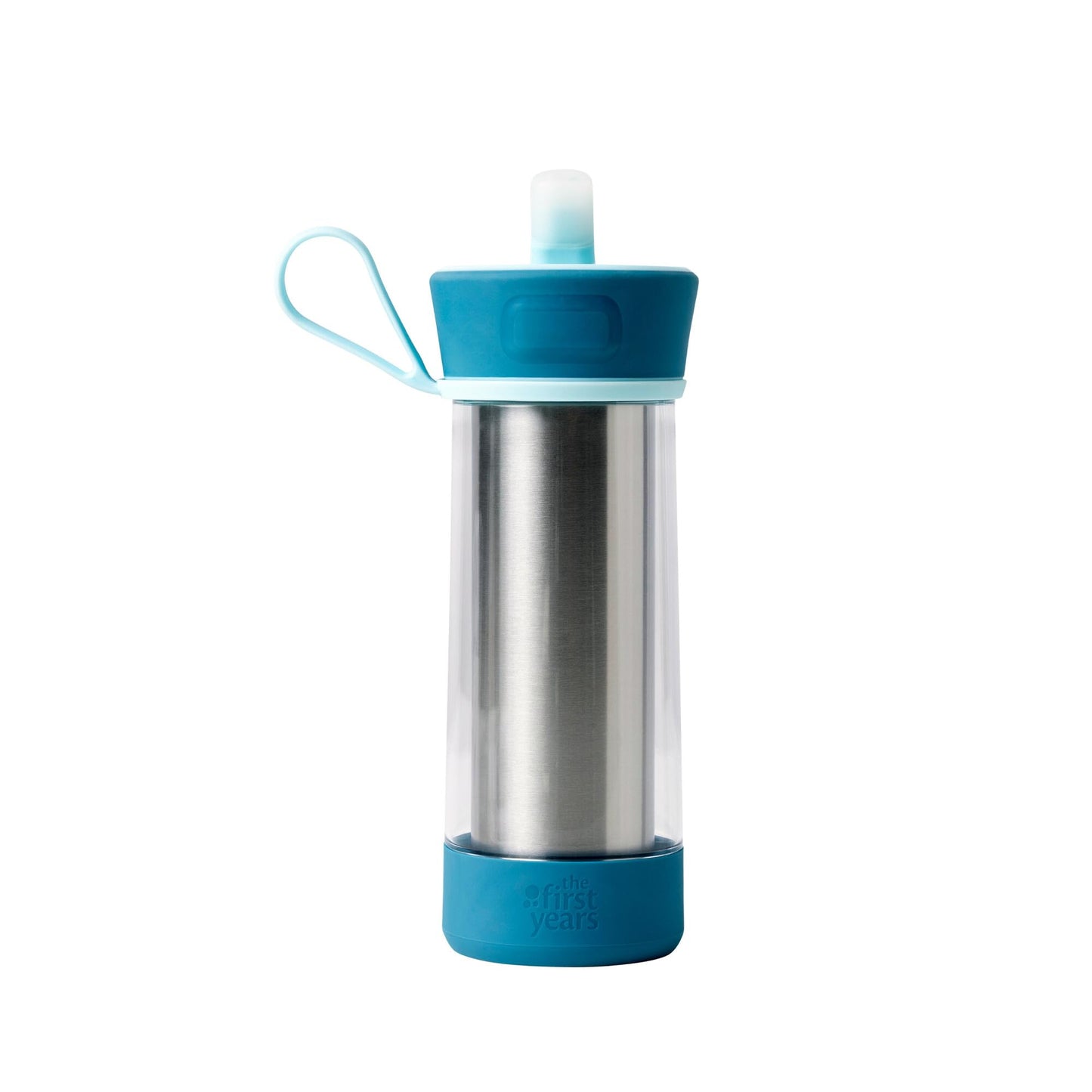 The First Years CoolCore Insulated Kids Water Bottle - Stainless Steel With Straw - Silicone Spout Leak Proof - for School