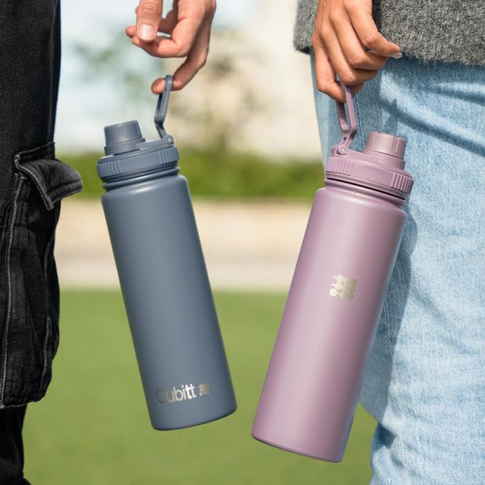 Cubitt Hydro Bottle 24 oz - Insulated Steel, 2 Leak-Proof Lids, Cold 24h/Hot 12h - Dusty Mauve