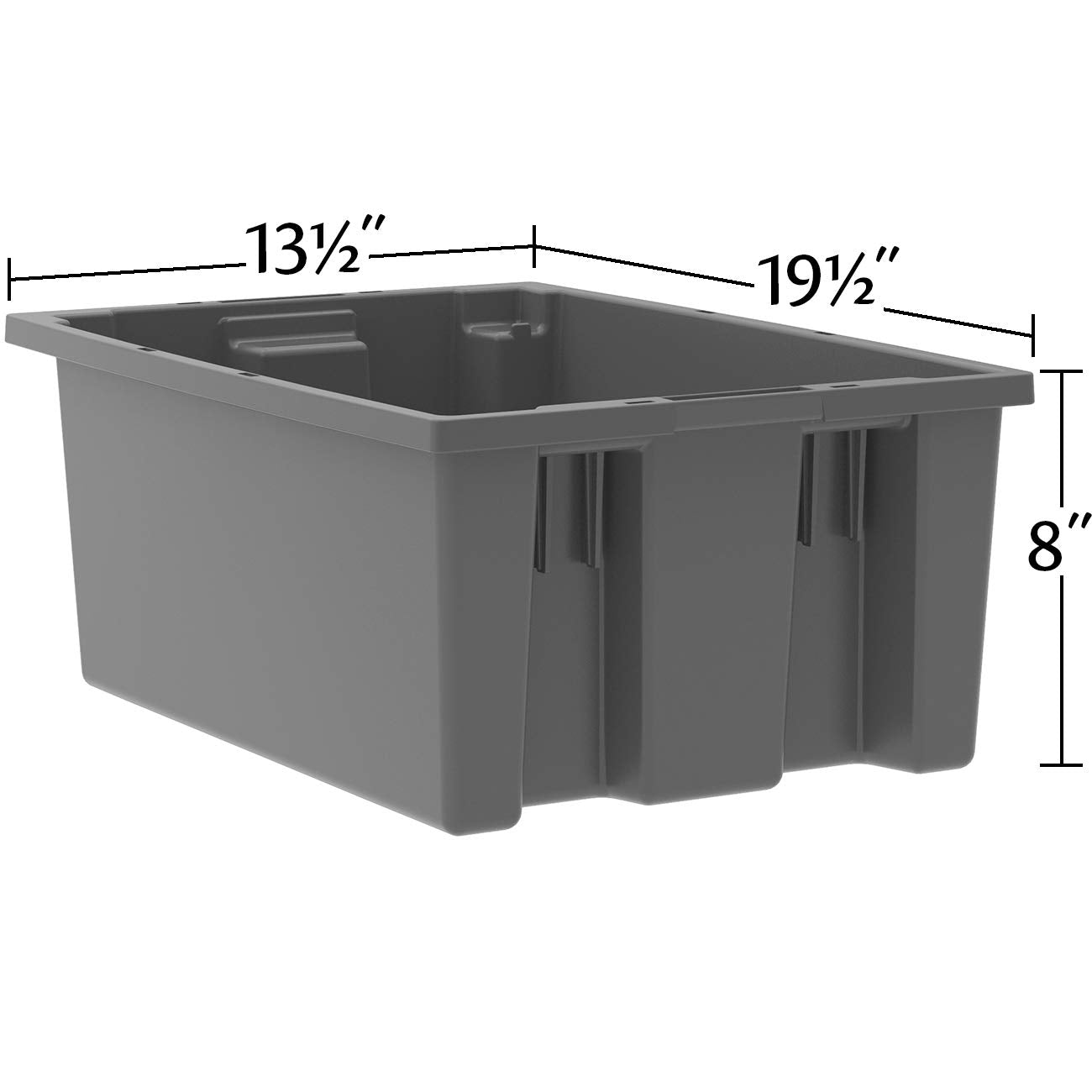 Akro-Mils 35200 Nest and Stack Plastic Storage Container and Distribution Tote, (19-1/2-Inch L x 13-1/2-Inch W x 8-Inch H), Gray, (6-Pack)