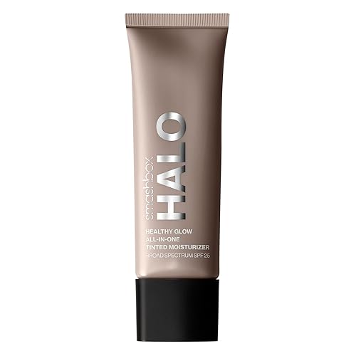 Smashbox Halo Healthy Glow All-In-One Tinted Moisturizer SPF 25 | Hydrating, Long Wearing, Tinted Moisturizer with SPF | Hyaluronic Acid, Tan Dark