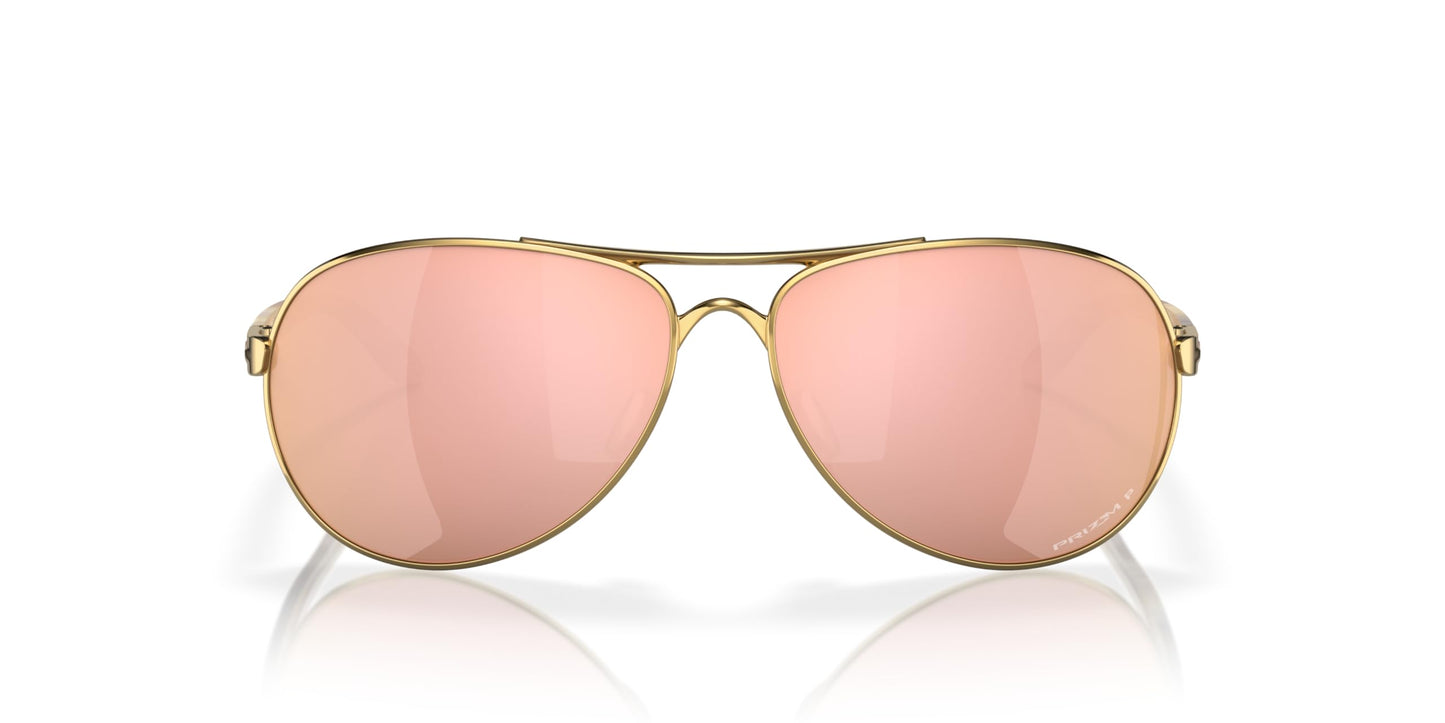 Oakley Women's OO4079 Feedback Aviator Sunglasses, Polished Gold/Prizm Rose Gold Polarized, 59 mm