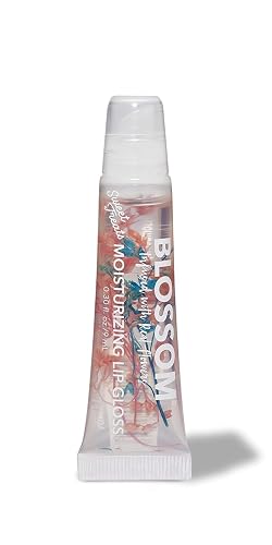 Blossom Lip Gloss Tubes, Cotton Candy Scented Thick Clear High Shine Moisturizing Flower Lip Gel with Nourishing Jojoba Seed Oil, Infused with Real