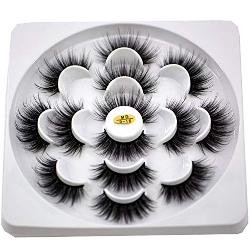 HBZGTLAD NEW 7Pairs 3D Mink Hair False Eyelashes Criss-cross Wispy Cross Fluffy length Lashes Extension Handmade Eye Makeup Tools (MDR-16)