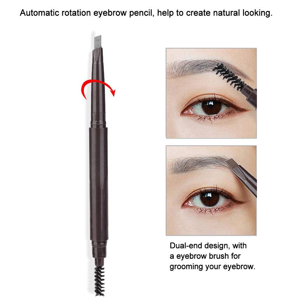 Grey Eyebrow Pen with Brush, Gray Automatic Double-Ended Eyebrow Make-Up Pencil, Angled Tip and Spoolie Brush(4# gray)