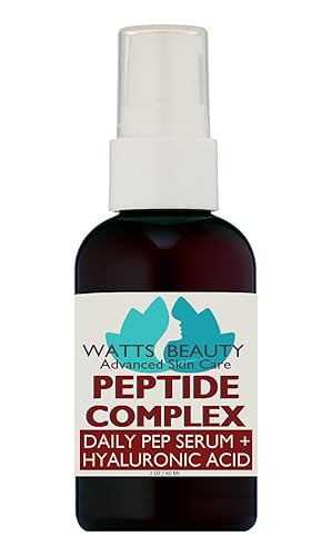 Watts Beauty Peptide Anti-Aging Face Serum - Hyaluronic Acid and Collagen Boosting Daily Face Care Polypeptide Complex with L-Arginine Firms Wrinkles