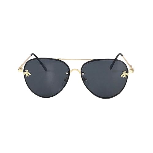 Blue Island Fashion Culture Women's Buzzed Bee Charm 60mm Aviator Sunglasses (Black)