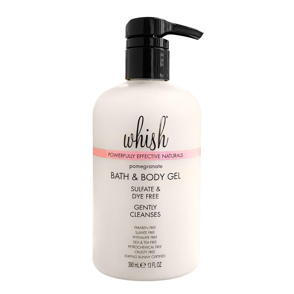 Whish Beauty Pomegranate Body Wash - Moisturizing Bath & Body Gel for Women - Gentle on Sensitive Skin with Shea Butter & Aloe - Sulfate & Paraben