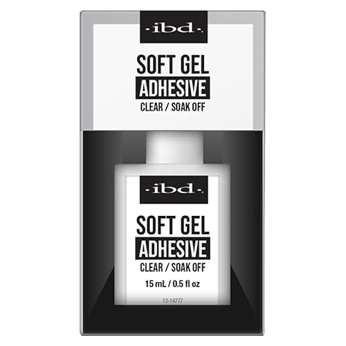 IBD Soft Gel Nail Adhesive - Clear Gel Nail Glue for Fake Nails, Tips, & Acrylic Extensions, Durable, Easy Soak-Off Bond, 0.5 fl oz Beauty & Personal Care IBD