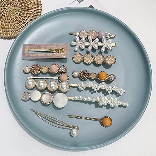 Mehayi 20 PCS Pearls Hair Clips Fashion Korean Style Acrylic ResinHairpins / Barrettes for Women and Ladies Girls Headwear Styling Tools Hair