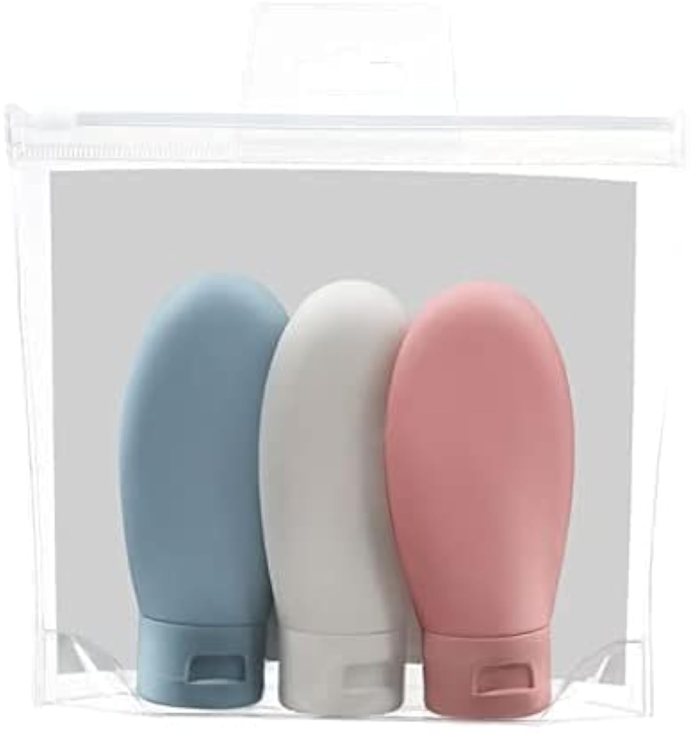 ZALUJMUS Travel Bottle, 3 Pcs Leak Proof Refillable Squeezable Containers Set(60 ml) with Label and Transparent Carry Bag for Liquid Shampoos, Soap