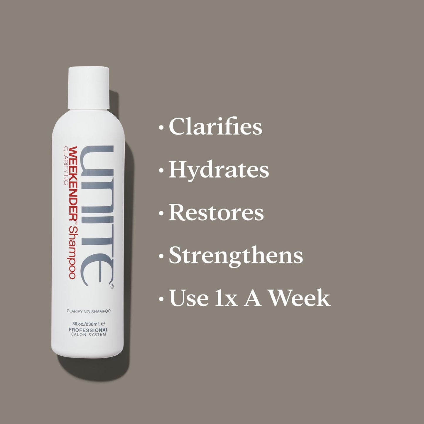 UNITE Hair - WEEKENDER Shampoo - Clarifying Formula for Product Build-Up Removal and Softness - Sulfate-Free, Paraben-Free, Safe for Chemically