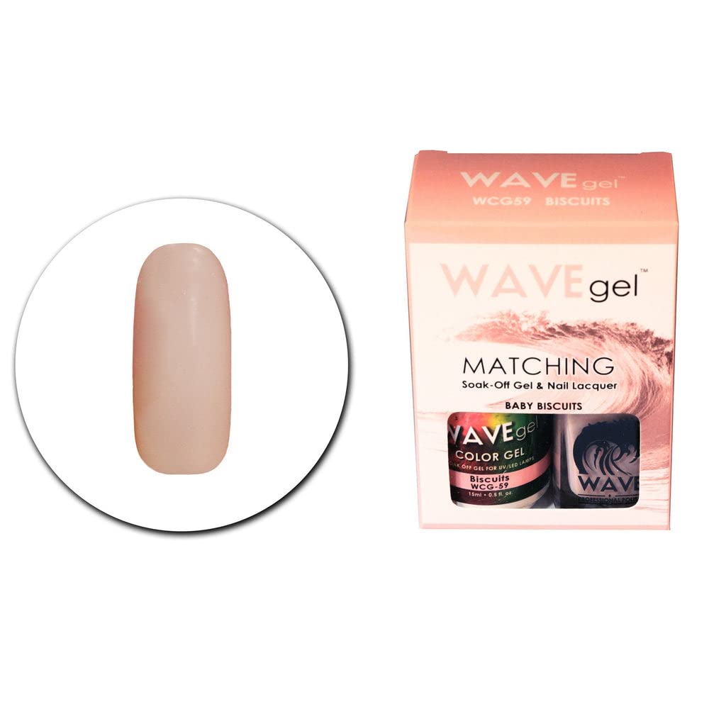 WAVEGEL Soak-0ff Gel & Nail Lacquer Matching Duo Set - Biscuits - WCG59-59 I 0.5 Oz Beauty & Personal Care WAVE gel