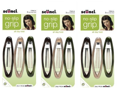 Scunci No-slip Grip Oval unisex Snap Clips, 8cm, 9-Count