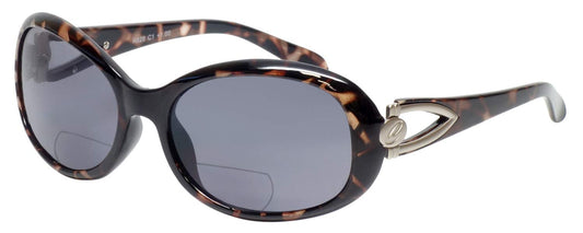 Calabria 828 Oversized Polarized BiFocal Sunglasses +1.50 Tortoise Pewter Brown Women UV Protection Bi-Focal Sunglass Readers