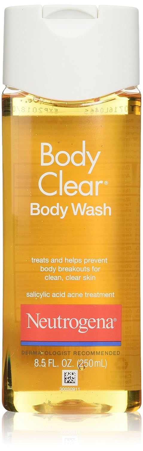 Neutrogena Body Clear Acne Body Wash with Glycerin & Salicylic Acid Acne Medicine for Acne-Prone Skin, Non-Comedogenic, 8.5 fl. oz (Pack of 2)