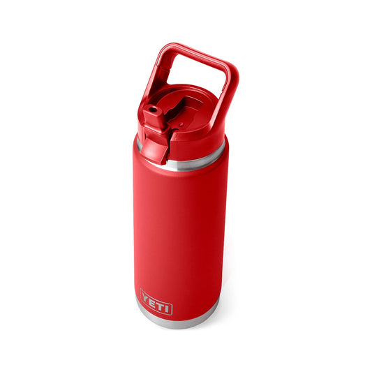 YETI Rambler 26 oz Bottle, Vacuum Insulated, Stainless Steel with Color Matching Straw Cap, Rescue Red
