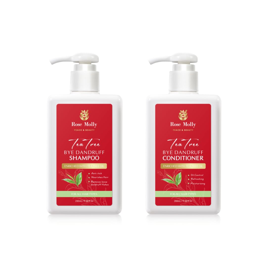 Rose Molly Tea Tree Bye Dandruff Shampoo and Conditioner Set, 9.46 fl oz