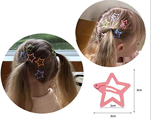 YAOKUA Star Hair Clips for Girls, 50 Pcs No Slip star Metal fashion Hair Snap Clips Barrettes for Kids Teens Women