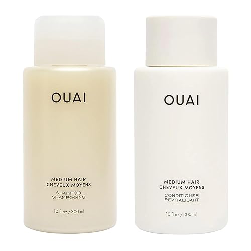 OUAI Medium Hair Shampoo and Conditioner Set - Sulfate-Free Shampoo and Conditioner for Women & Men - Made with Keratin, Shea Butter & Avocado Oil