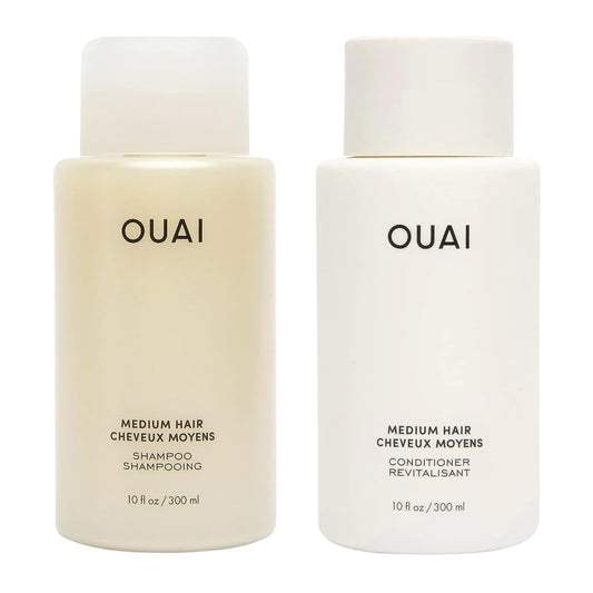 OUAI Medium Hair Shampoo and Conditioner Set - Sulfate-Free Shampoo and Conditioner for Women & Men - Made with Keratin, Shea Butter & Avocado Oil