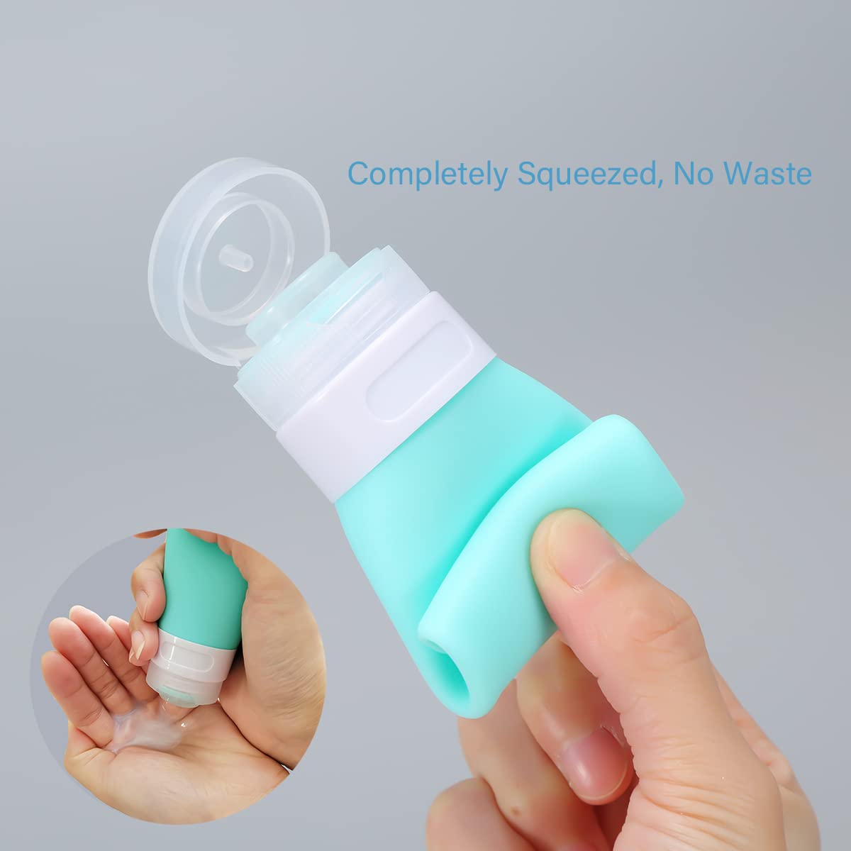 2 Pcs Silicone Travel Bottles,1.3oz Leak Proof Refillable Squeeze Containers with Transparent Carry Bag,Small Empty Travel Size Bottles
