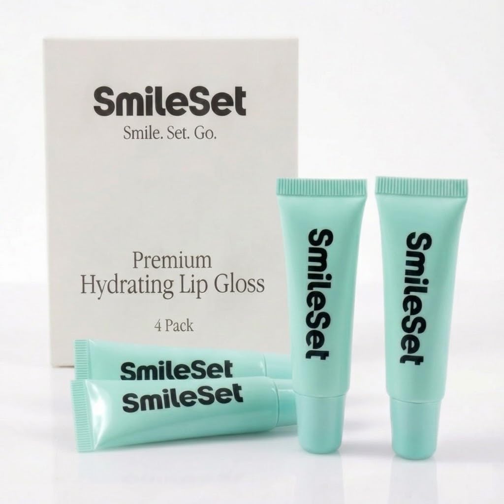 SmileSet Premium Hydrating Lip Gloss - Nourishing Lip Gloss Tubes with Petrolatum Beeswax, Shea Butter - Pack Of 4