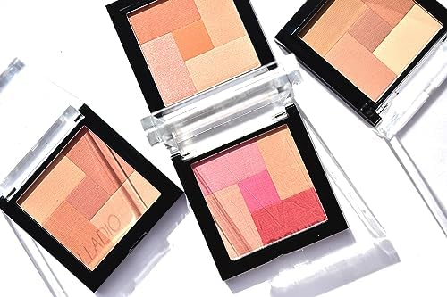Palladio 2-In-1 Mosaic Blush and Bronzer, Silky Smooth Face Makeup Pressed Powder, Five Color Hues from Shimmering Pinks to Golden Browns, Rich