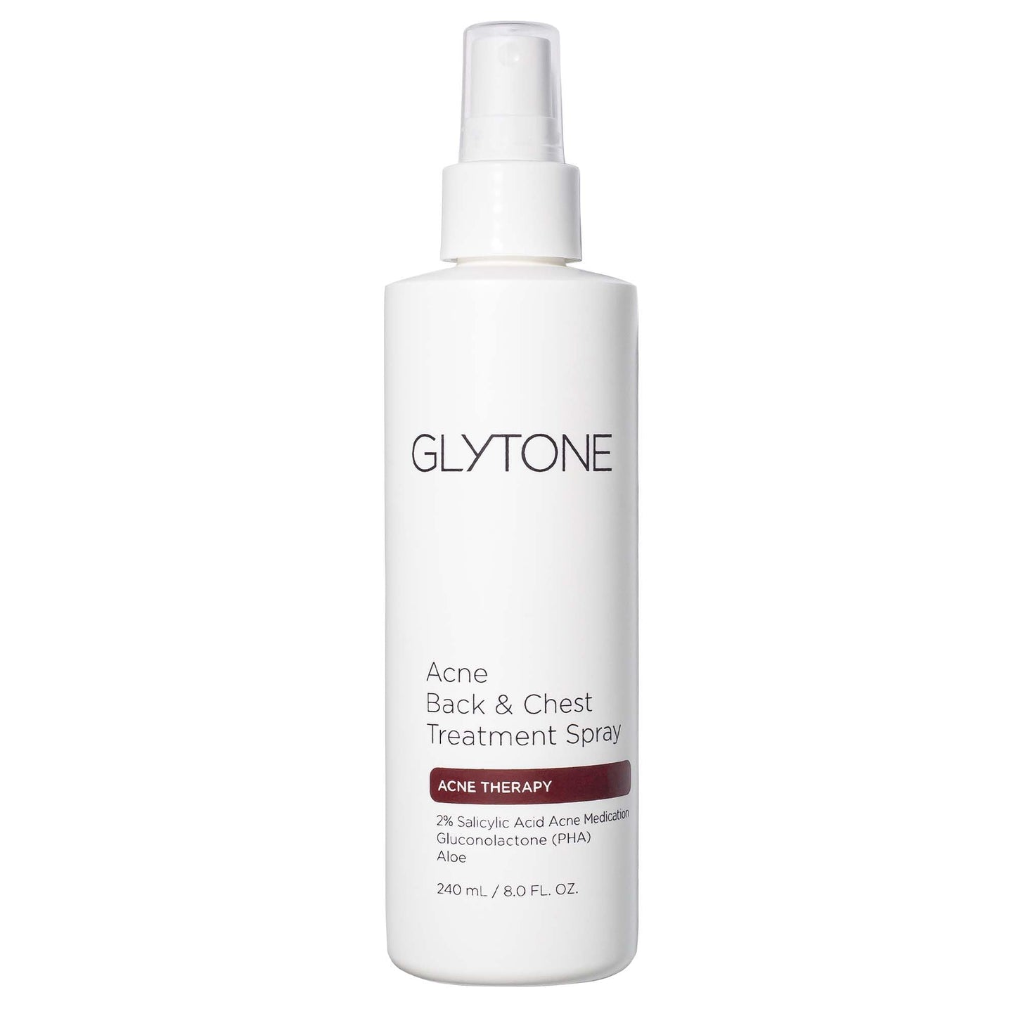Glytone Chest & Back Acne Treatment Spray - 2% BHA Salicylic Acid with Gluconolactone - Body Acne Treatment for Bacne & Blackheads - Quick-Dry