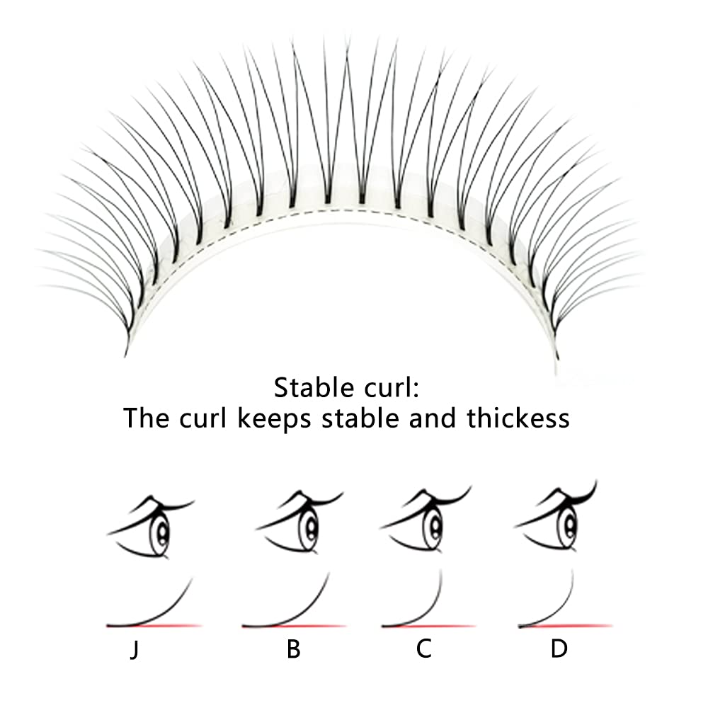 Soft Natural Premade Volume 2D Fans Eyelash Extension 0.10 Thickness 8-14mm Handmade Premade Cluster Volume Fans Faux Mink Lashes 3d (14mm, 3D-0.10-C)