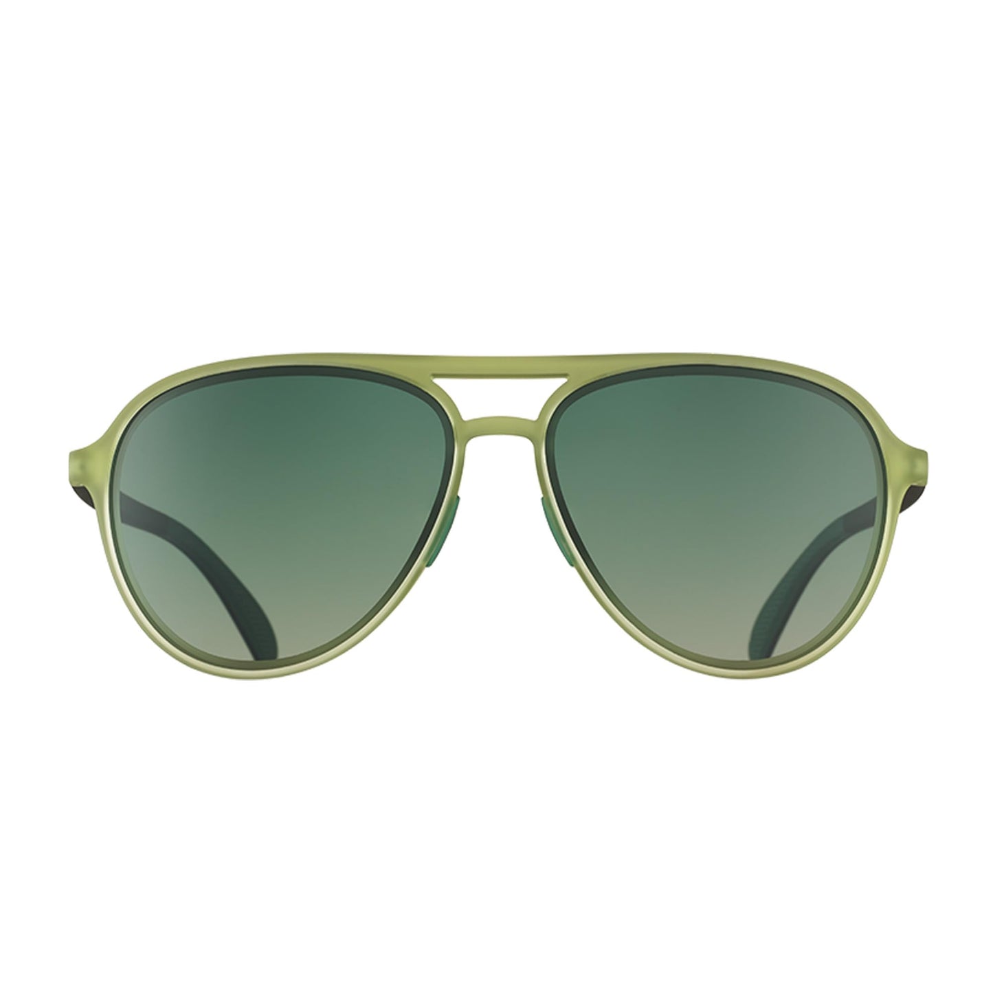 goodr Buzzed On The Tower Polarized Aviator Sunglasses Large Sized (Mach G), Green Solid Frames with Green Gradient Lens, Dark to Light Tint, UV400