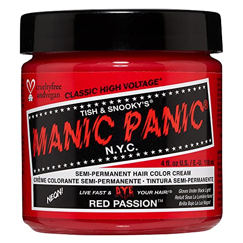 MANIC PANIC Classic Red Passion Semi Permanent Hair Color - Medium Cherry Red Hair Dye for Women & Men That Lasts 4-6 Weeks - Vegan, Ammonia