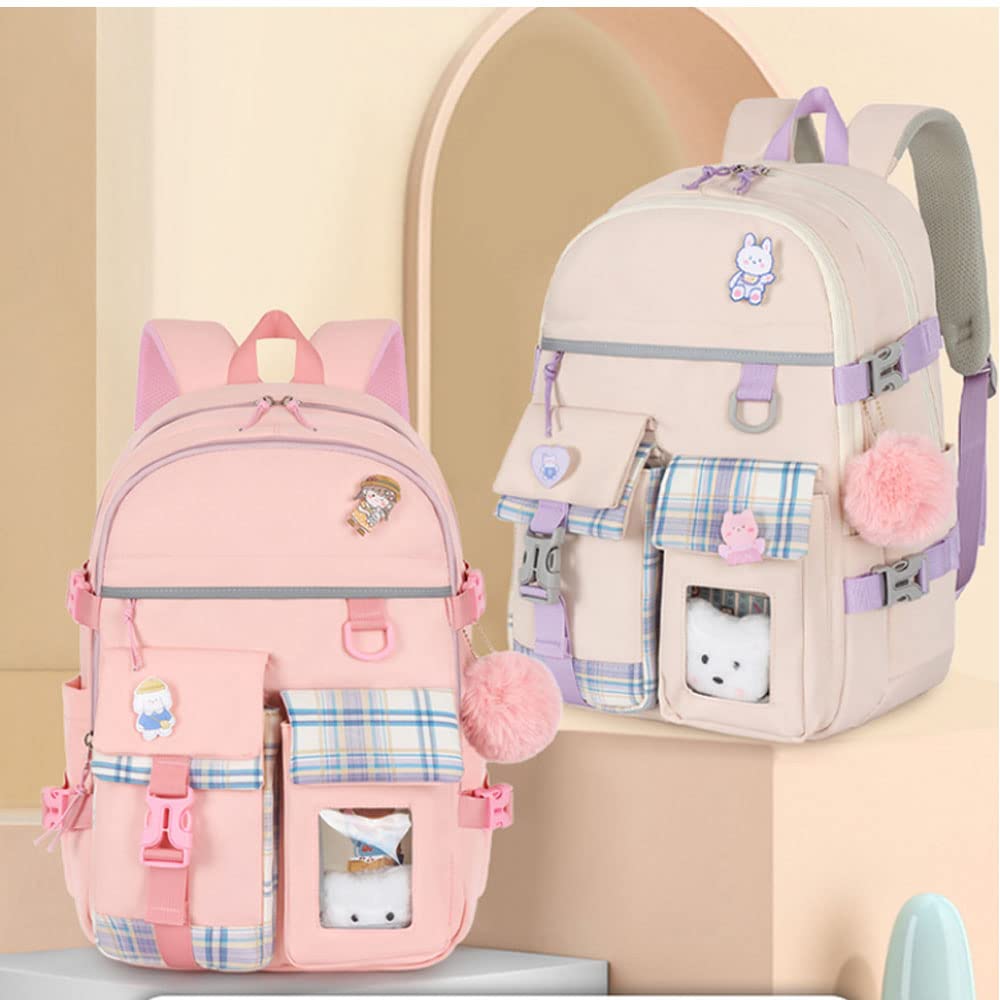 Teenage girls Backpacks15.6 Inch Cute School Bag Elementary Middle High School College Backpack Girls School Large Capacity Waterproof Backpacks, Cute Black Fashion Backpacks Travel Backpack(Black)…