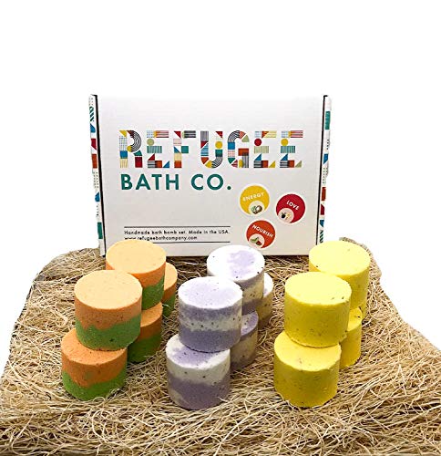 Refugee Bath Co. Variety Pack Bath Bombs 3.0 Ounces Each Organic Cocoa Butter Natural Plant-Based Ingredients (Variety 15 Pack: Rejuvenate)