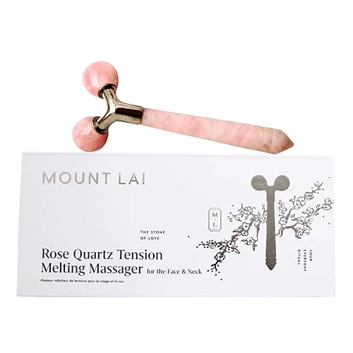 Mount Lai Rose Quartz Tension Melting Facial Massager for Face & Neck - Face Roller to Relieve Tension, Soothe Stress, Improve Circulation & Enhance