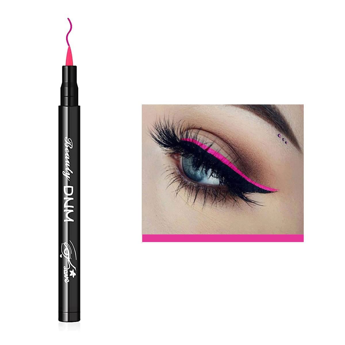 DNM Cat Eye Makeup Waterproof Neon Colorful Liquid Eyeliner Pen Make Up Comestics Long-lasting Black Eye Liner Pencil Makeup Tools (black)