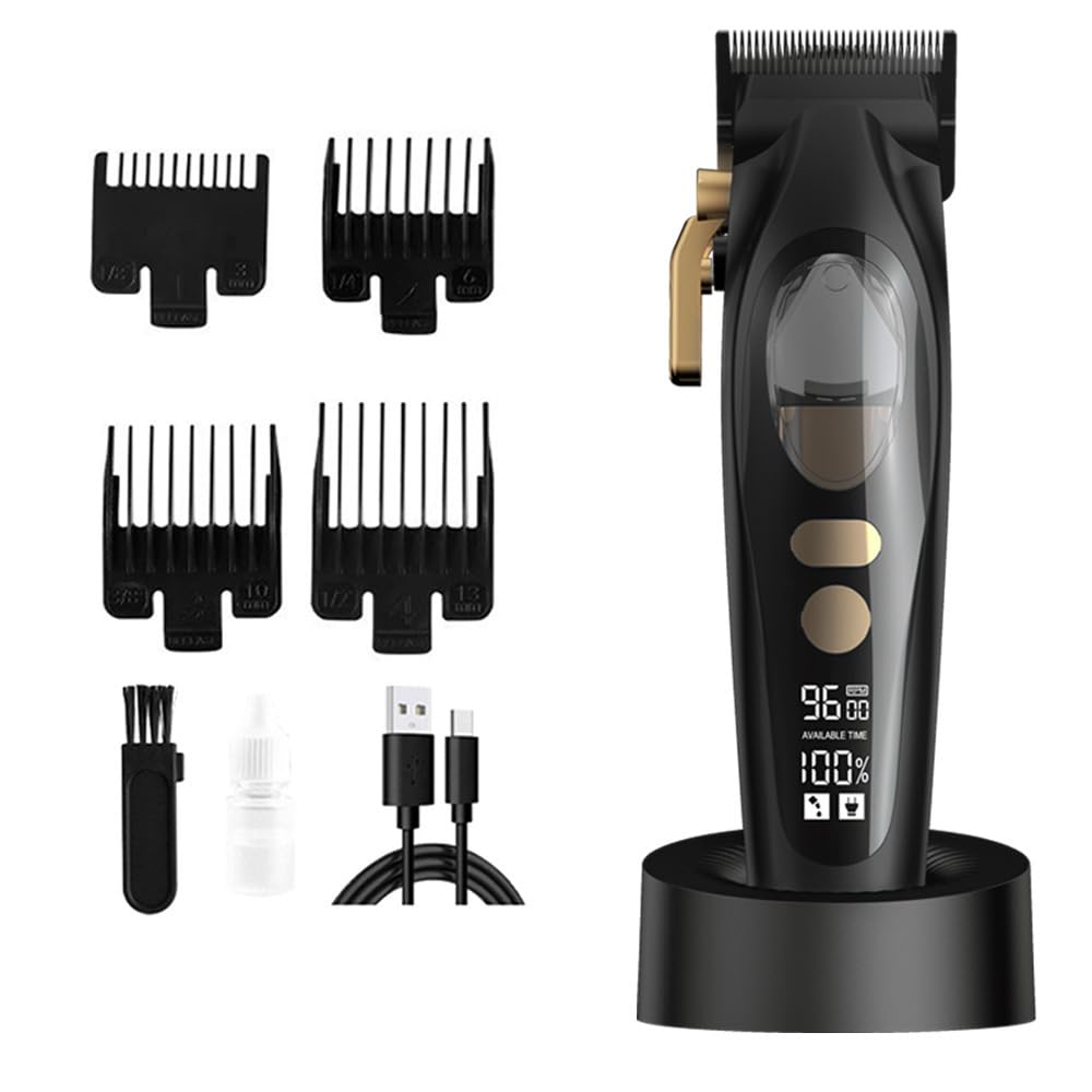 Barber Hair Clippers [Brushless 9900RPM & Cordless] for Men Professional & Trimmers Set with USB-C Charging Stand Tools Cutting Kit with LCD Display 4 Beauty and Personal Care GLESVOWIO