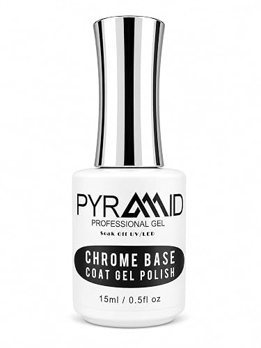 Pyramid Professional Gel Soak Off UV/LED Gel Top Base Coat Nail Polish Manicure Lacquer Matte Velvet Chrome Rubber Base (Chrome Base 0.5oz) Beauty & Personal Care PYRMID