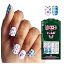 WICKED X KISS Press On Nails, ‘Marvelous Munchkinland’, Blue, Short Squoval, Waterproof, Chip Proof, Smudge Proof, 28 Fake Nails, Pink Gel Nail Glue Beauty & Personal Care KISS