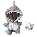 niannyyhouse Shark Clothes 20cm(7.8in) Plush Doll Clothes Onesies + Shoe 2-Piece Set Gray Pajamas (Gray)