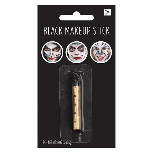Black Face Paint Makeup Stick for Party Fun - 0.05 oz. - Bold, Long-Lasting & Easy-to-Apply - Perfect Party Essential for Kids & Adults