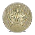 Barocity Classic Gold Size 4 Soccer Ball - Premium Outdoor and Indoor Ball with Reflective Iridescent Rainbow Hex Pattern, Perfect for Boys and Girls…